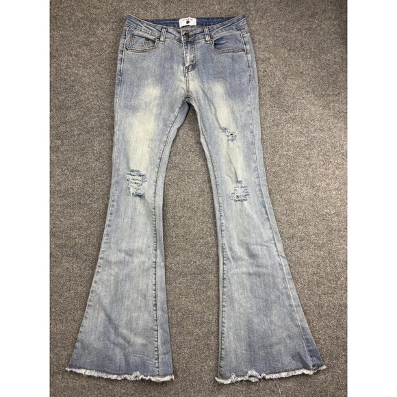 AC For AG Jeans Womens 4 28 Light Wash Flare Bell Bottom Distressed Raw Hem - Picture 1 of 9